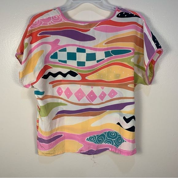 VTG Shanghai Art Waves Garment 100% Silk Printed Blouse - Picture 7 of 10